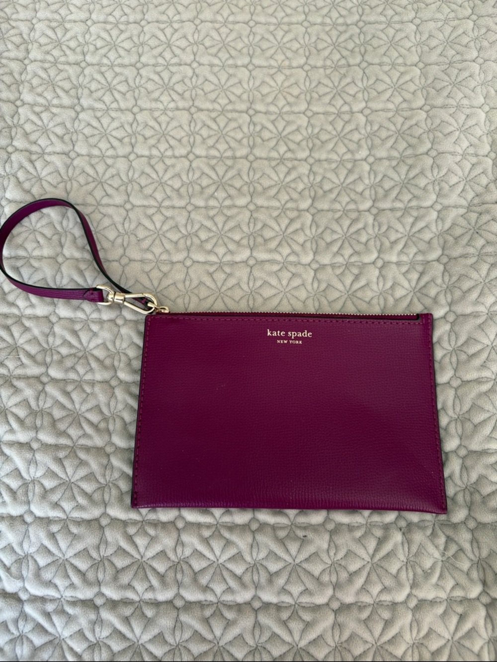 kate spade Plum Leather Wristlet Clutch with Detachable Strap